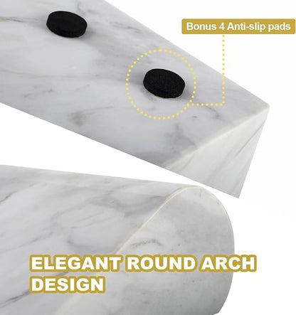 Koville Greek Natural Marble Bookends for Shelves, Book Ends for Heavy Books, 13LBS Ultra Heavy Duty Book Holders, Triumphal Arch Bookends Office Bookshelf Decor for CDs/Video Games(Volakas)