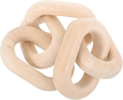 OSOLADY Wood Chain Link Decor: 5-Link Decorative Wooden Chain - Aesthetic Home Decor for Farmhouse Bookshelf Coffee Table Living Room Racks Cabinet