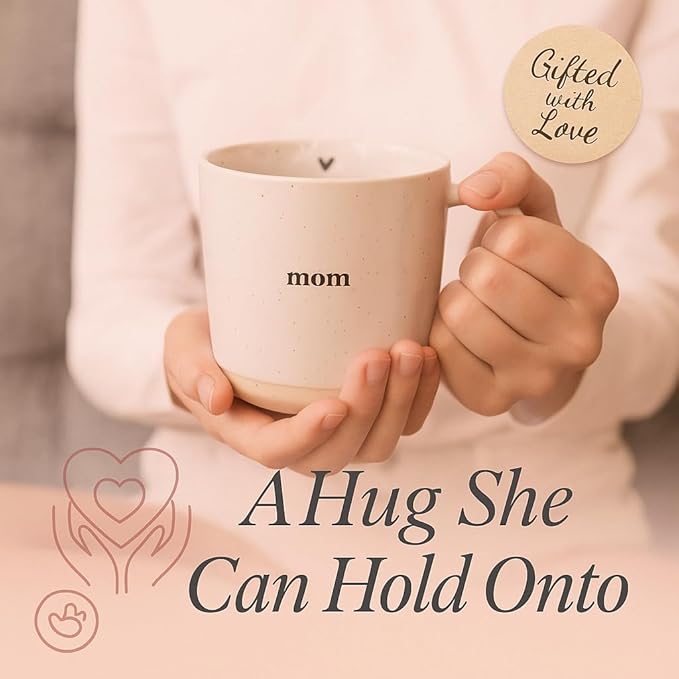 UnBoxMe Mom Coffee Mug, 12 oz Speckled Ceramic Heart Mug, Dishwasher & Microwave Safe, Gift for Mom or Grandma