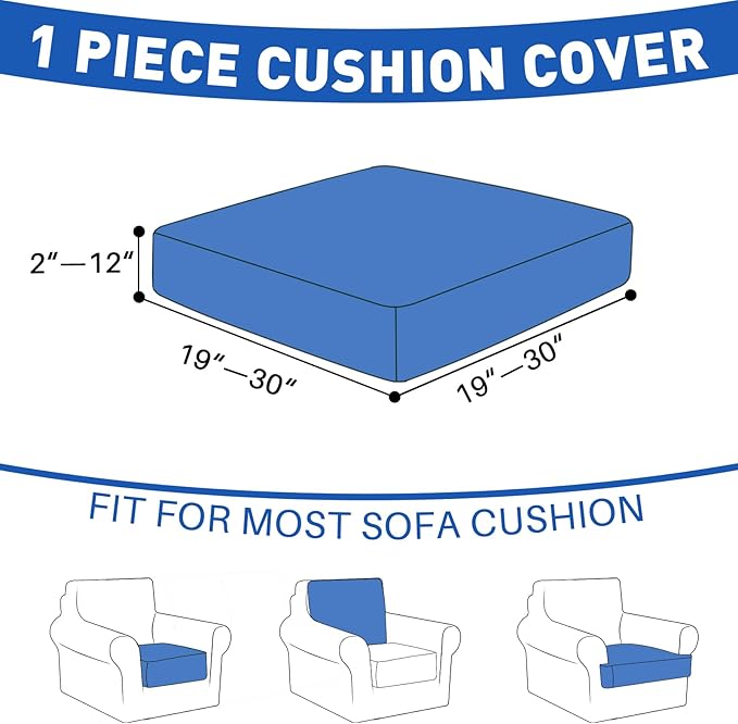 MAXIJIN Waterproof Couch Cushion Covers Stretch Sofa Seat Slipcovers Washable，Sectional Outdoor Cushion Covers with Elastic Bottom for Dogs Pets Kids (1 Pc Cushion Cover, Dusty Pink)