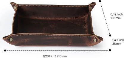 Londo Genuine Leather Tray Organizer - Practical Lightweight Water Resistant Computer Table Desk Storage Box for Wallets, Watches, Keys, Coins, Cell Phones and Office Equipment