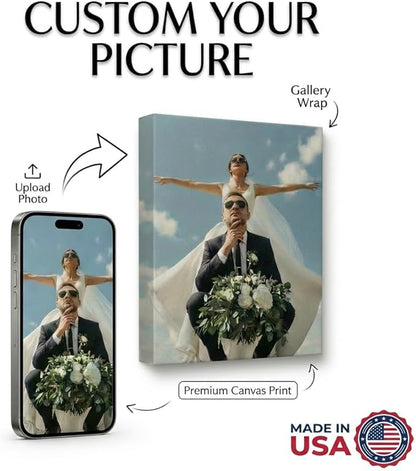 Custom Canvas Prints with Your Photos, Frameless Wall Art Canvas, Personalized Photo Print for Home Decor, Family & Pet Pictures, Gifts for Birthday & Anniversary, Made in USA (24"L x 16"W)