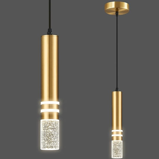 Pendant Lights Kitchen Island, Crystal Pendant Light Fixtures Mini 6W LED Modern Kitchen Pendant Lighting Over Sink and Living Room and Bedroom (Gold 1 Pack)