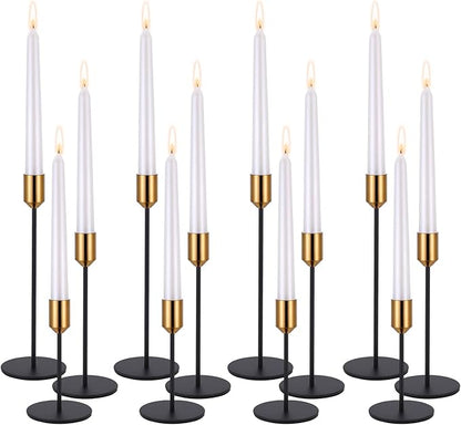 Set of 12 Candle Stick Candle Holder Black Candlestick Holders Metal Taper Candle Holders for Wedding Tables Centerpieces Candlelight Dinner Home Decor(Candles not Include)