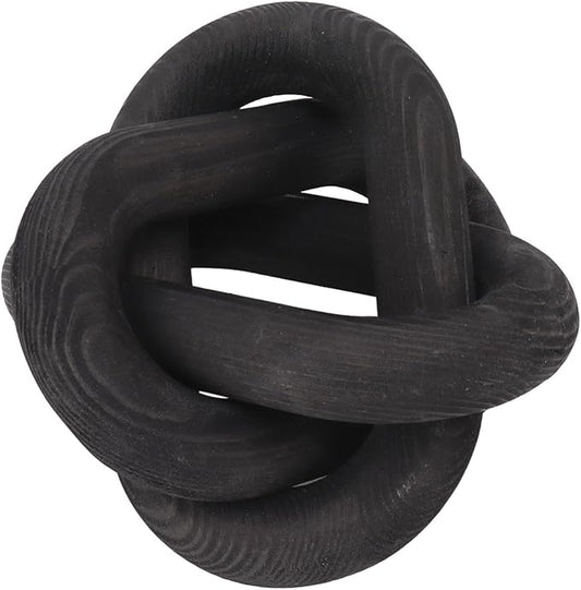 Wood Chain Link Decor, 3 Link Wood Knot Decor Boho Chain Decorative Chains Link Hand Carved Wooden Chains Links for Coffee Table Decors (Black)