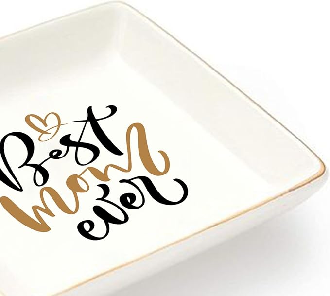 LADY&HOME Gifts for Mom Mother's Day Trinket Dish Birthday Mother's Day Gifts for Mom Ceramic Ring Dish for Mom (Best Mom)