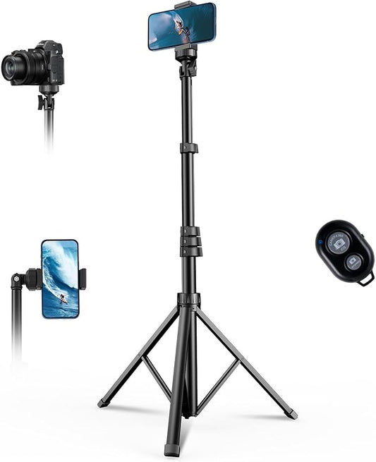 67" Phone Tripod, MIIASI Extendable Tripod for iPhone, Selfie Stick with Remote and Phone Holder, Compatible with iPhone/Android/Camera, Light Stand