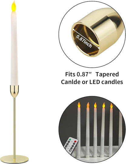 Ohtomber Metal Gold Candle Holder - 3PCS Candlestick Holders, Candlesticks Centerpiece Wedding Table Decor, Fit Pillar 3/4" Thick Tapered & Led Candles