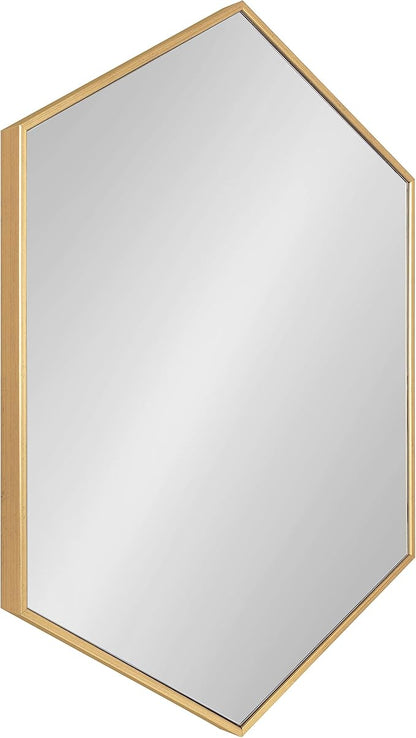 Kate and Laurel Rhodes Modern Hexagon Wall Mirror, 24" x 36", Gold, Chic Geometric Wall Mirror