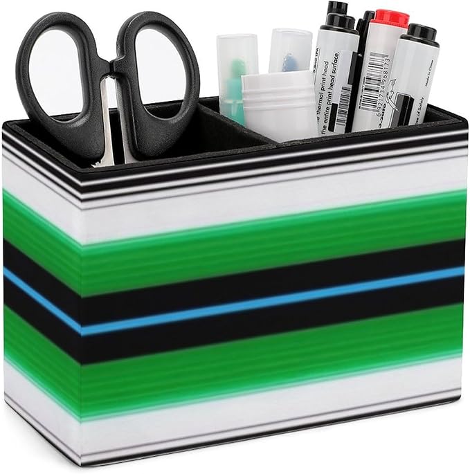 Large Desk Leather Pen Holder Table Pen Organizer Makeup Brush Storage Purple Mexican Blanket Stripes