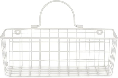 DII Farmhouse Vintage Decor, Wire Wall Basket, Small, Antique White, 2 Piece