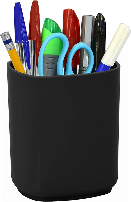 Acrimet Jumbo Pencil Holder, Pen Cup, Caddy Super-Sized Desktop Organizer for Students, Artists and Professionals (Plastic) (Black Color)