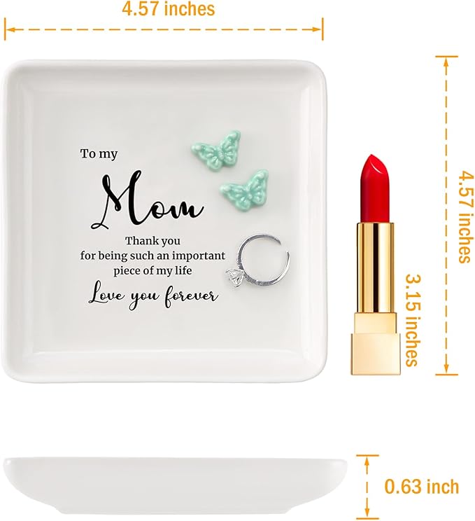 HOME SMIEL Christmas Valentines Gifts for Mom from Daughter Son Ring Dish Jewelry Tray-Best Mom Ever Gifts Unique Mother Mothers Day Birthday-Thank You for Being Such An Important Piece