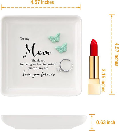 HOME SMIEL Christmas Valentines Gifts for Mom from Daughter Son Ring Dish Jewelry Tray-Best Mom Ever Gifts Unique Mother Mothers Day Birthday-Thank You for Being Such An Important Piece
