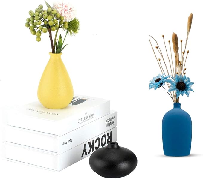 Small Ceramic Flower Vases Set of 4, Bud Vase, Decorative Modern Floral Vase