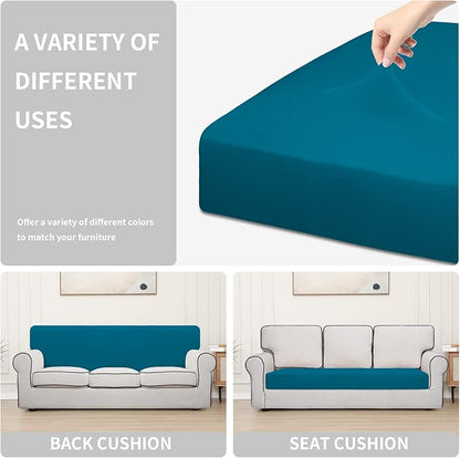 Easy-Going 100% Waterproof Sofa Seat Cushion Slipcovers Couch Cushion Cover Stretch Furniture Protector for Kids, Pets (Sofa Cushion, Peacock Blue)