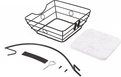 Livabber Countertop Fruit Basket Bowl with Banana Hanger, Modern Standing Fruit Vegetable Bowl Storage, with Banana Tree Holder for Kitchen Dinning Table (Square Marble, Black)