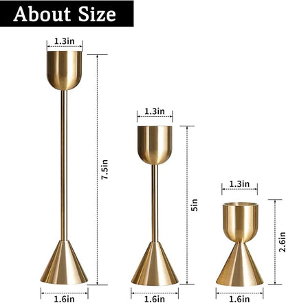 Brass Gold Candlestick Holder - Set of 6 Taper Candle Holder, Vintage Decorative Centerpiece for Table Mantel Wedding Housewarming Gift