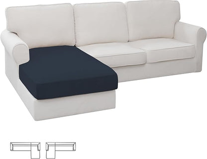 Easy-Going Stretch Sectional Couch Covers 1 Piece Chaise Lounge Slipcover L Shape Separate Cushion Couch Seat Chaise Cover for Both Left/Right Sectional Couch Dark Blue