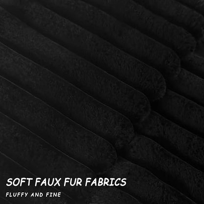 2 Pack 22x22 Pillow Cover Velvet Pillow Covers, Faux Fur Square Throw Pillow Covers for Living Room Decorations Throw Pillow Case, Throw Pillow Cover Cushion Cover for Home Sofa Bedroom Car, Black