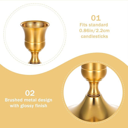 Gold Taper Candle Holder Set of 12,Vintage Small Low Brass Candlestick Holders,Short Skinny Candle Stick Holders for Dinner Room Table Centerpiece or Mantel Wedding Party Decor