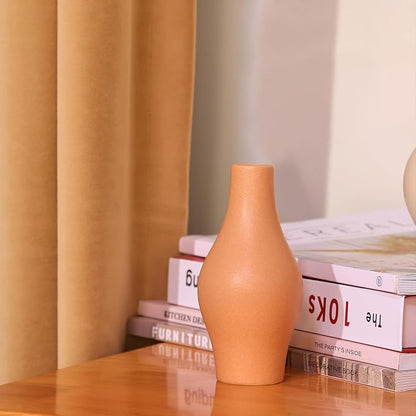ZENS Ceramic Bud Vase Set of 3, Small Matte Grainy Bud Flower Vases for Bohoshelf Decor, Mini Rustic Boho Vase for Dried Flowers, Room Décor Centerpiece