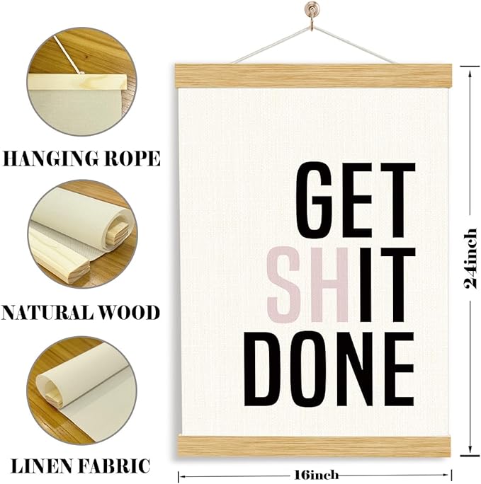YGSDZY Motivational Canvas Poster, Get Shit Done Poster, Decorative Wall Art Posters, Home Office Decor, Bathroom Wall Hanging Decors, Funny Inspirational Decor Art, 11.8 * 15.7