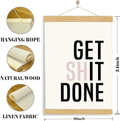 YGSDZY Motivational Canvas Poster, Get Shit Done Poster, Decorative Wall Art Posters, Home Office Decor, Bathroom Wall Hanging Decors, Funny Inspirational Decor Art, 11.8 * 15.7