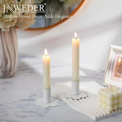 Candlestick Holders Taper Candle Holders: 6Pcs White Candle Holder for Table White Candlestick Holders Candle Sticks Holder Decor Home Flower Candle Holder Wedding Cute Small Candle Holders