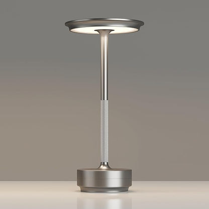 1 Pack Rechargeable Cordless Table Lamps, Portable 5000mAh Battery Table Light, 3 Color Stepless Dimming LED Table Light with Memory Function, for Outdoor/Dinner/Patio/Restaurant.(Silver)