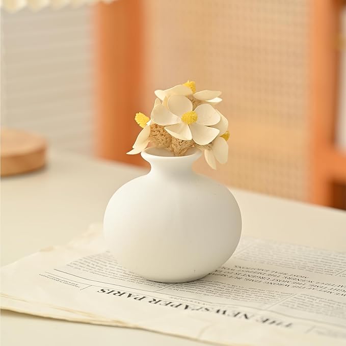 Colorful Ceramic Vase Set of 5, Small Bud Mini Vases for Flowers, Decorative Vase for Floral Arrangements, Table, Cabinet, Living Room, Entryway, Home Decorations