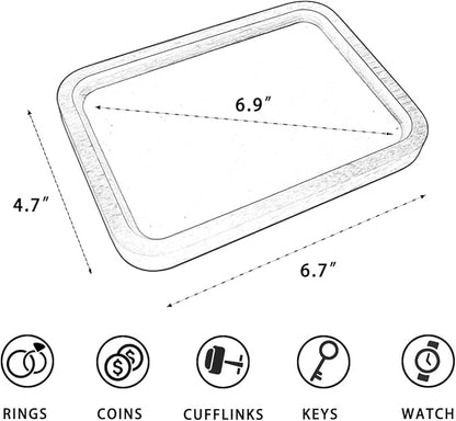 Walnut Solid Wood Square Jewelry Display Valet Tray Dish for Elegant Presentation of Your Finest Pieces, Perfect for Personal Use Men Gift 6.9"