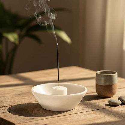 Radicaln Marble Incense Holder 5.5" Inches Handmade White Marbles Ashtray for Home Décor, Ideal Incense Stick Holder, Palo Santo Holder & Incense Holder Marble for Living Room