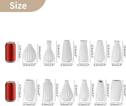 White Ceramic Vase for Table Decor: NUPTIO Small Bud Vases for Flowers - Set of 12 Centerpiece Table Decorations for Wedding Dining Room Christmas Home