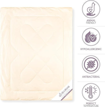 Queen Extra Warm 100% Fine Alpaca Duvet - Premium Cotton Cover, 6,66 lb Filling, Ideal for Winter, Breathable & Temperature-Regulating, 92 x 94 inches
