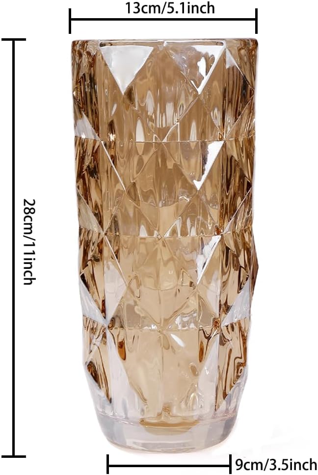 Flower Vase for Decor Glass Gold Vase 11" Tall (Gold)