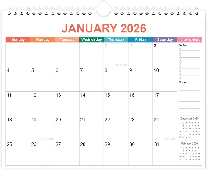 2026 Calendar - Wall Calendar 2026 from January 2026 to June 2027, 2026 Calendar with Premium Paper, Twin-Wire Binding & Hanging Hook, 11.5" x 14.5", Colorful