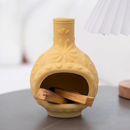 Handmade Ceramic Palo Santo Burner&Incense Holder-Mini Chimenea Dish for Sage Sticks,Copal,and Meditation Decor-Natural Clay Smudge Pot with Aromatic Design,Anxiety Relief Gifts for Women
