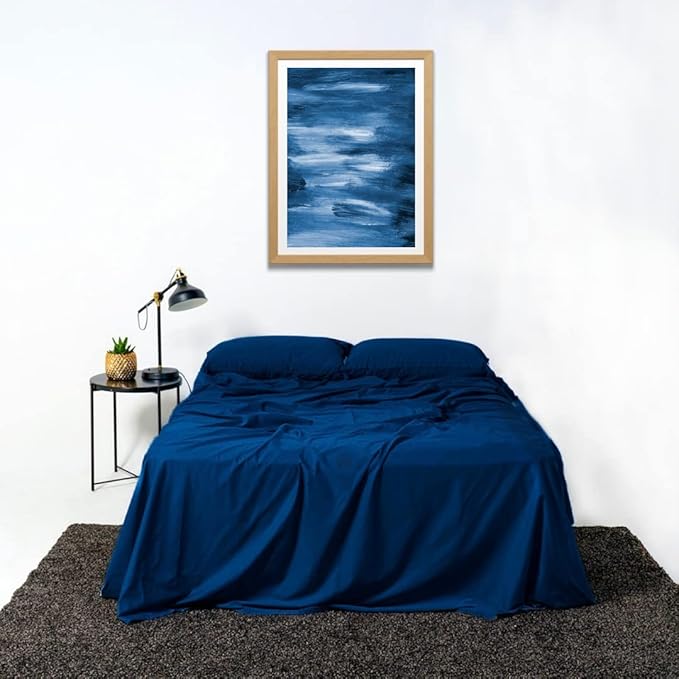 THE LAD COLLECTIVE 2.0 Bedding Set - 4 Piece Sheet & Pillow Case Set, Custom Cotton Blend, Soft, Comfortable, Temperature Regulating, & Easy-to-Use - (California King, Pacific)