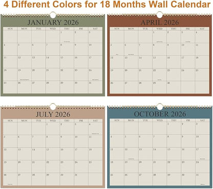 2026 Calendar - Wall Calendar 2026-2027 from January 2026 - June 2027, 18 Months Calendar with Premium Paper, Twin-Wire Binding & Hanging Hook, 8.5" x 11", Green