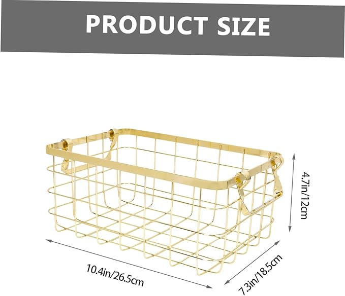 GLEAVI Nordic Style Metal Wire Basket with Handles Decorative Iron Storage Basket for Fruits Vegetables and Sundries Portable Organizer for Home and Kitchen