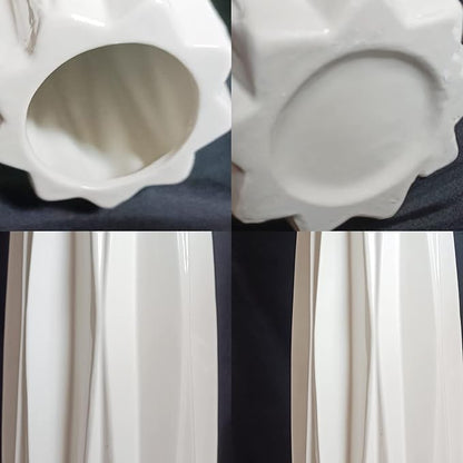 White Ceramic Floor Vase 17.7" – Origami Farmhouse Porcelain Vase for Living Room & Office Décor