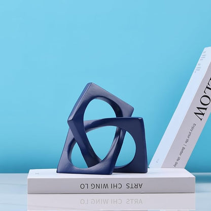 DOVDOV Geometric Cube Blue Knot Decorations, Geometric Sculptures, Modern Home Decorations for Home Decor Accents, Dining Tables, bookcases, Consoles, entryway Tabletop centrepieces