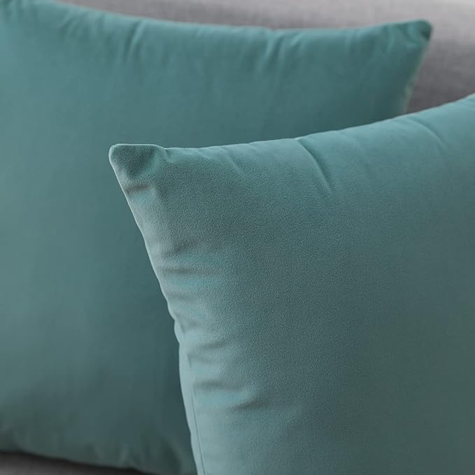 Set of 2 Velvet Throw Pillow Covers for Couch and Bed - 20"x20", Aqua