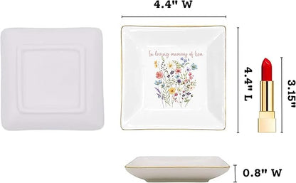 Gossby Personalized Jewelry Tray - Gift for Women, Mom, Friend with Birth Month Flower, Name - Ceramic Trinket Tray, Dish, Plate for Ring, Earring, Bracelet - Gift Mothers Day, Birthday, Christmas V2
