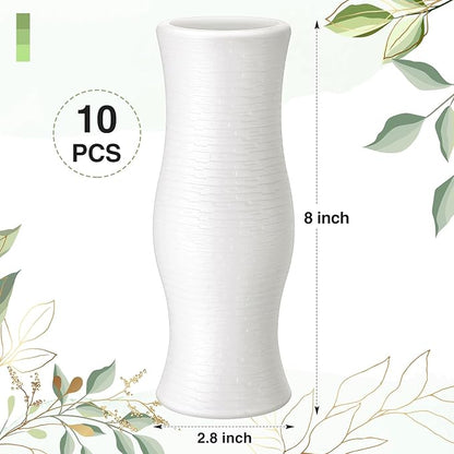 10 Pack Composite Plastic Flower Vases Bulk White Small Boho Floral Vases for Dried Flower Bouquet Pampas Grass Centerpieces Fall Wedding Party Living Room Decor(Bohemian)