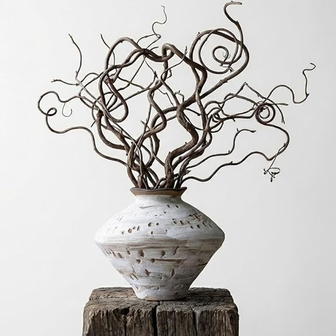 Wabi Sabi Rusty Vintage Vase, 11.4" Tall Wabi Sabi Decor Rustic Farmhouse Pottery Vase for Centerpiece, Textured Pottery Flower Vases for Home Decorative, Table, Living Room (White, Large)