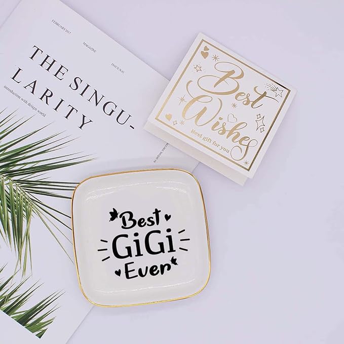 Gigi Jewelry Dish Ring Tray Plate,Best Gigi Ever Gifts for Grandma,Unique Gigi Birthday Christmas Meaningful Gifts for Grandma from Grandchild