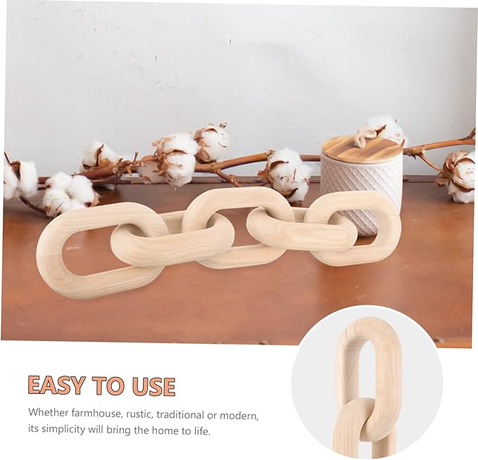 Decorative Wood Chain Links for Living Room Rustic Knot Decor for Home Table Centerpiece Handmade Natural Wood Ornament for Nursery Bedroom and Housewarming Gifts