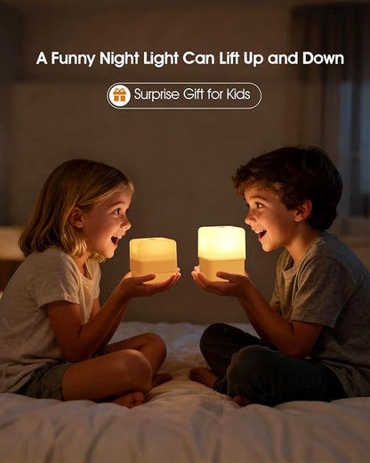 JJ&RY Bedside Touch Night Light for Kids/Adults/Baby Nursery, Funny Lift Design Nightlight for Gift, 2600K/Soft Warm Yellow/Sleep Aid/Dimmable, Cordless Night Lamp for Nightstand/Bedroom/Kids Room